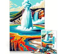 Yellowstone Geyser Eruption 1000 Piece Adult Puzzles Mental Focus Game High Accuracy Cutting Craft Bonding Activity for Loved Ones (38x52cm)