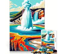 Yellowstone Geyser Eruption 1000 Piece Jigsaws for Adults Puzzle Improve Memory Happy Idle Time Laser Cut Art Xmas Gift (50x75cm)