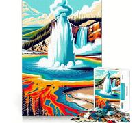 Yellowstone Geyser Eruption Adults 1000 Pieces Puzzle Mental Focus Game Premium Laser Cut Quality Family Fun Night Activity (38x26cm)