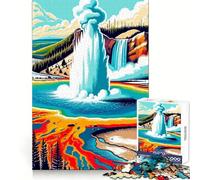Yellowstone Geyser Eruption Jigsaw for Teenagers 1000 Pieces Mind Exercise Soft Distraction Exact Cut (38x26cm)