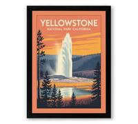 Yellowstone Geyser Eruption Vintage Framed Wall Art Print A2 (59.4×42cm) Black, Wall Decor for Living Room, Bedroom, Office & Home, Ready to Hang, Art Gift