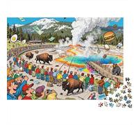 Yellowstone Geyser Gaggle Wooden Jigsaw Puzzle Waterproof 1000 Piece Puzzles for Adults Challenging And Brainteasing Educational Games