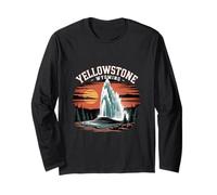 Yellowstone Geyser Wyoming National Park Retro Badge Long Sleeve T-Shirt