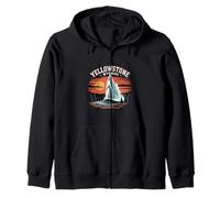 Yellowstone Geyser Wyoming National Park Retro Badge Zip Hoodie