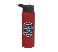 Yellowstone Idaho Mountain River Forest Camping Adventure Stainless Steel Insulated Water Bottle