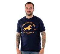 Yellowstone Mens Blue Dutton Ranch Logo Short Sleeved T-Shirt - XX-Large