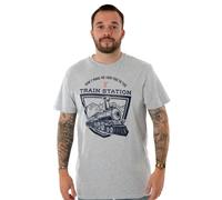 Yellowstone Men's Short-Sleeve T-Shirt |Dutton Ranch Official Merchandise of The US TV Show | Train Station Stylish and Comfortable Grey Marl Tee for Men