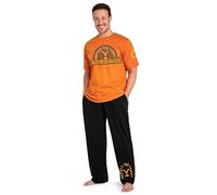 Yellowstone Mens Pyjamas Set, Comfortable Cotton Loungewear - Gifts for Him (Orange/Black, 4XL)