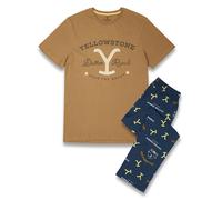 Yellowstone Men's Short Sleeve Long Leg Pyjama Set (Adult AOP) | Size: Small Yellowstone Multicolor S