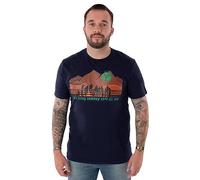 Yellowstone Men's Short-Sleeve T-Shirt | Dutton Ranch Official Merchandise from Acclaimed US TV Show | Cowboy Gang and Mountains Navy Tee for Men