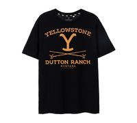 Yellowstone Men's Short-Sleeve T-Shirt | Dutton Ranch Official Merchandise of The US TV Show | Stylish and Comfortable Black Tee for Men - Medium