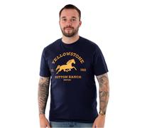 Yellowstone Mens T-Shirt | Adults Short Sleeve Dutton Ranch Montana Navy Blue Top | Comfortable 1886 Logo Short-Sleeve Graphic Tee for Men | Lightweight Western Fashion Crewneck Gift for Him