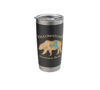 Yellowstone National Park Bear Vintage Topograhic Map Stainless Steel Insulated Tumbler