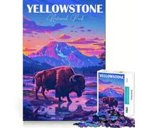 Yellowstone National Park Bison 1000 Piece Jigsaws for Adults Mind Train Fun Premium Laser Cut Quality Relaxing Indoor Group Activity (38x26cm)