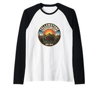 Yellowstone National Park Bison Buffalo Retro Badge Raglan Baseball Tee