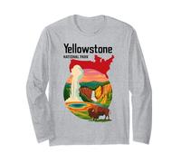 Yellowstone National Park Bison & Geyser Travel Souvenir Long Sleeve T-Shirt
