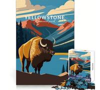 Yellowstone National Park Bison Illustration 1000 Pieces Jigsaws Adults Puzzles Logic Practice Pleasant Leisure Clean Edges Perfect Present (38x52cm)