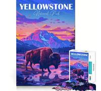 Yellowstone National Park Bison Jigsaw Puzzle 1000 Logic Thinking Play Expert Cutting Craftsmanship Quiet Time Mind Exercise at Home (50x75cm)