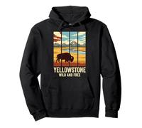 Yellowstone National Park Bison River Reflection Pullover Hoodie