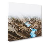 Yellowstone National Park Canvas Print | Gallery Wrapped 30mm Frame Wall Art | 20x20 inches | Ready to Hang | Modern Landscape Picture | Living Room Bedroom Lounge Office