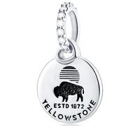 Yellowstone National Park Charm Pendant, fit Pandora Travel Souvenir Bracelet Necklace, 925 Sterling Silver Wyoming American Bison Dangle Bead, Gift for Women/Mothers Day