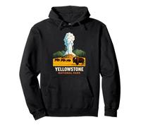 Yellowstone National Park Faithful Geyser Buffalo Bison Herd Pullover Hoodie