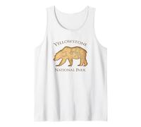 Yellowstone National Park Grizzly Bear Vintage Aerial Map Tank Top