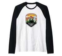 Yellowstone National Park Hiking Camping Bison Geyser Raglan Baseball Tee