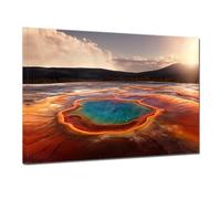 Yellowstone National Park Landscape Canvas Wall Art Home Bathroom Decor Grand Prismatic Spring Pictures Artwork for Living Room Bedroom Wall Decor Framed 12x16inch