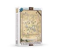 Yellowstone National Park Map Cardboard Jigsaw Puzzle - 1000 Pieces, Hand-Illustrated - Educational, Family Activity, Ages 8+, Includes Poster - 25.4 x 19.8