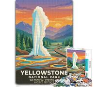Yellowstone National Park Old Faithful Poster Jigsaw Puzzle, 500 Pieces | Adult Puzzle: visual matching for a more organised build during indoor leisure.