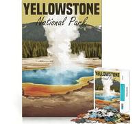 Yellowstone National Park Poster Jigsaw Puzzle 1000 Piece Mind Train Fun Burr Free Clean Cut Pieces Absorbing Activity for Quiet Nights (50x75cm)