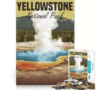 Yellowstone National Park Poster Puzzles for Adults 1000 Pieces Focus Boost Fun Uniform Size Precise Pieces Bonding Activity for Loved Ones (38x52cm)