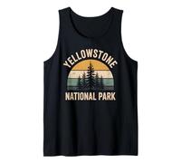 Yellowstone National Park Retro Vintage Pine Trees Hiking Tank Top