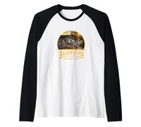 Yellowstone National Park Scenic Snowglobe Design Souvenir Raglan Baseball Tee