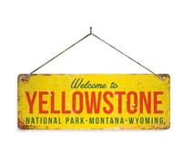 Yellowstone National Park Small metal sign with 4 corner holes. Americana USA Montana