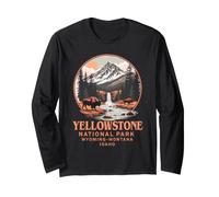 Yellowstone National Park Vintage Retro Design Long Sleeve T-Shirt