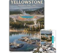 Yellowstone National Park Vintage Travel Post Jigsaw Puzzle, 500 Pieces | A hands-on home pastime - a simple way to organise the image during indoor leisure.