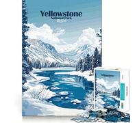 Yellowstone National Park Winter 1000 Piece Jigsaws for Adults Mental Improve Play Laser Cut for Flawless Fit Family Fun Night Activity (38x26cm)