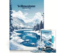 Yellowstone National Park Winter Jigsaw Puzzle1000 Pieces Thinking Skill Game Seamless Fit Precise Pieces Family Fun Night Activity (38x52cm)