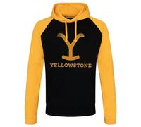 Yellowstone Officially Licensed Baseball Hoodie (Black-Yellow), Large