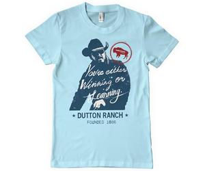 Yellowstone Officially Licensed Winning Or Learning Mens T-Shirt (Sky Blue), Medium