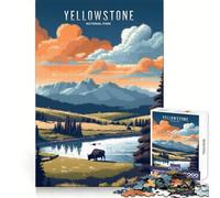Yellowstone Painting Jigsaw Puzzle 1000 Piece for Adults Strategic Think Peaceful Escape Precise Fit Lovely Gift (50x75cm)