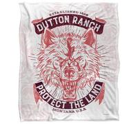 Yellowstone Protect The Land Silky Wolf Supersoft Blanket White/brown (One Size)