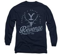 Yellowstone Revenge Skull Mens Long Sleeve T Shirt, Navy, XX-Large