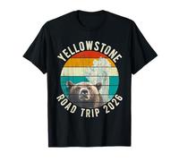 Yellowstone Road Trip 2026 Retro Geyser Bear Sunset YNP T-Shirt