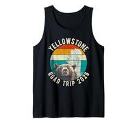 Yellowstone Road Trip 2026 Retro Geyser Bear Sunset YNP Tank Top