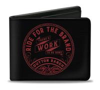 Yellowstone Show Wallet, Bifold, Yellowstone Ride For the Brand Dutton Ranch Logo Black Red, Vegan Leather, 4.0" x 3.5", Casual