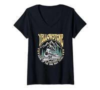 Yellowstone Train Station Mountain Vintage V-Neck T-Shirt
