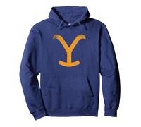 Yellowstone Y Symbol Full Front Pullover Hoodie, Adult Unisex, Navy Blue, X-Large